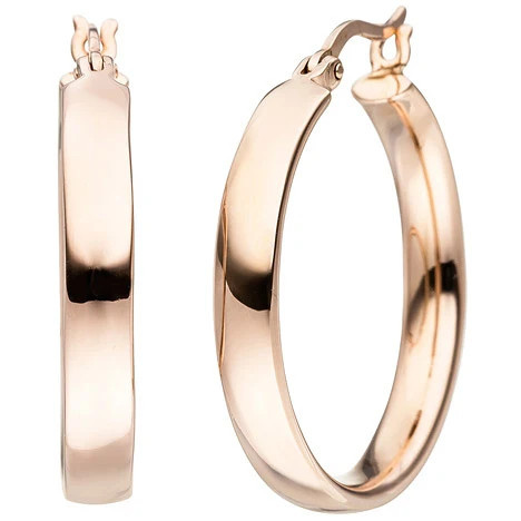 Colfem Creolen 925 Silber, rotgold vergoldet, Unisex - Bild 1