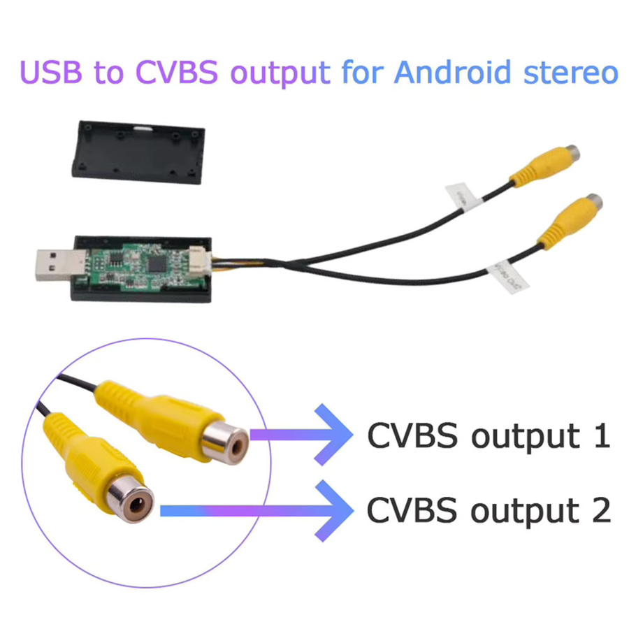 USB zu CVBS Video Ausgang Adapter mit 2 CVBS Ausgängen, Schwarz, USB zu AV Kabel für Android Multimedia Player und Autoradio Zubehör - Bild 4