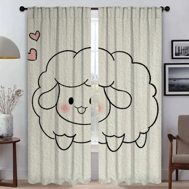 2er-Set Mückenschutzvorhänge aus Tüll in Beige für Wohnzimmer und Schlafzimmer, B: 50 cm, H: 70 cm - Bild 1