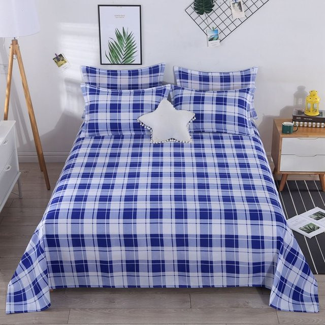 Bequemes Bettlaken von L.RIDING PULO in Blau mit Karomuster aus Polyester, Breite: 160 cm, Länge: 230 cm - Bild 1