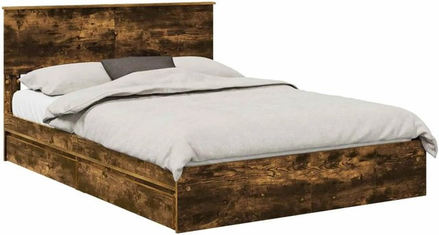 vidaXL Stauraumbett mit Schubladen in Räuchereiche, B/T: 160 x 200 cm - Bild 1