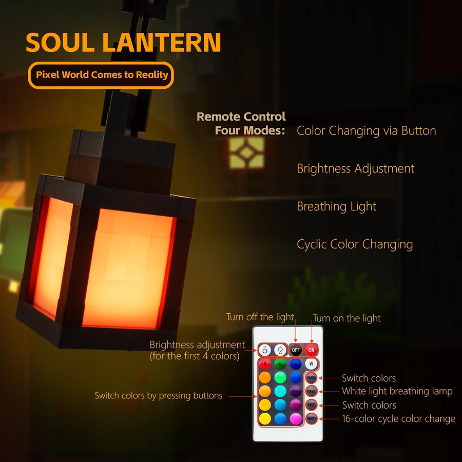 YJMP Super Lighting Pixel Laterne Nachtlicht mit Fernbedienung und Timer, USB wiederaufladbare LED Stimmungsleuchte in Multicolour, Weiß, Blau und Grün für Kinderzimmer und Schlafzimmer - Bild 2