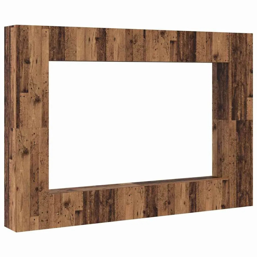 vidaXL TV-Schrank-Set Wandmontiert aus Altholz und Holzwerkstoff in Braun, 8-teiliges Set für dein Wohnzimmer, 4 x B: 100 cm, T: 30 cm, H: 30 cm und 4 x B: 30,5 cm, T: 30 cm, H: 90 cm - Bild 2