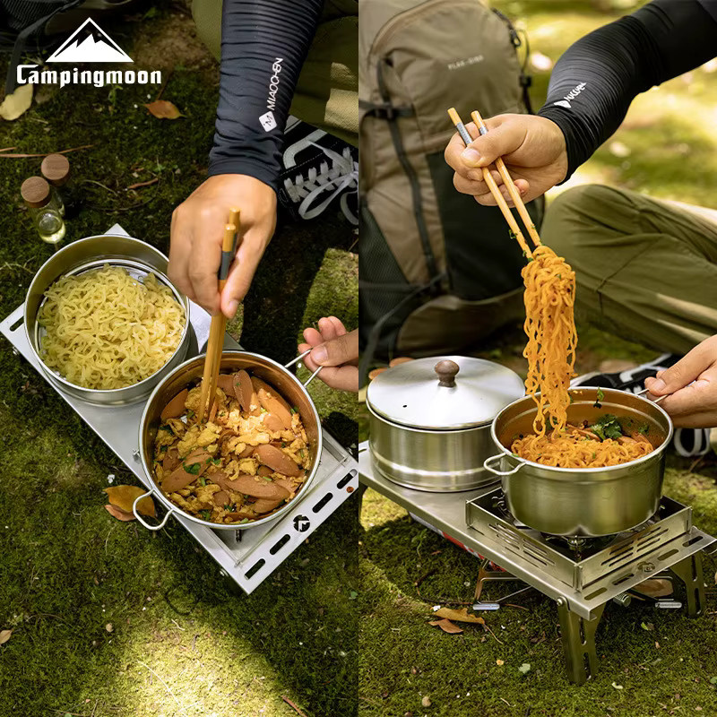 CAMPINGMOON Shera Pot S371 Steamer Pot aus Edelstahl für Camping zum Kochen und Dampfgaren, Farbe: Silber - Bild 4