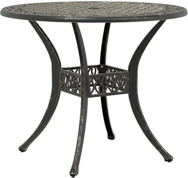 vidaXL Gartentisch aus Aluminiumguss in Bronze, rund, Durchmesser: 90 cm, Höhe: 75 cm - Bild 1