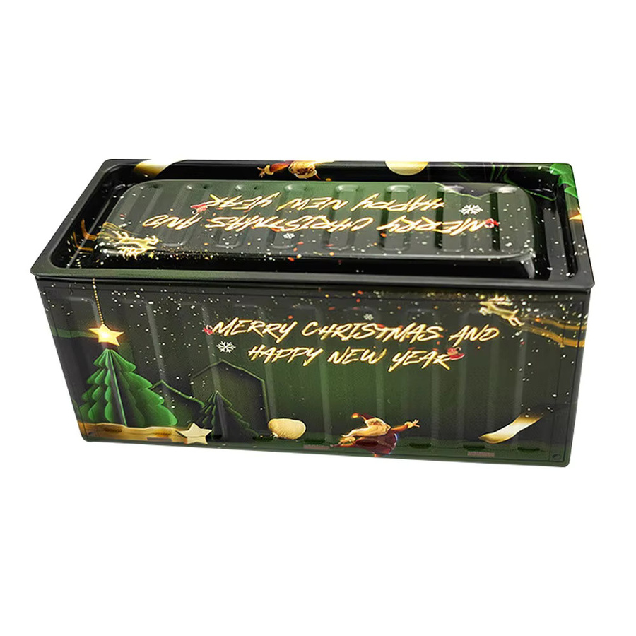 Rote Weihnachtsdose aus Zinn im Vintage-Stil als langlebige Aufbewahrungsbox für deine Büroorganisation - Bild 5