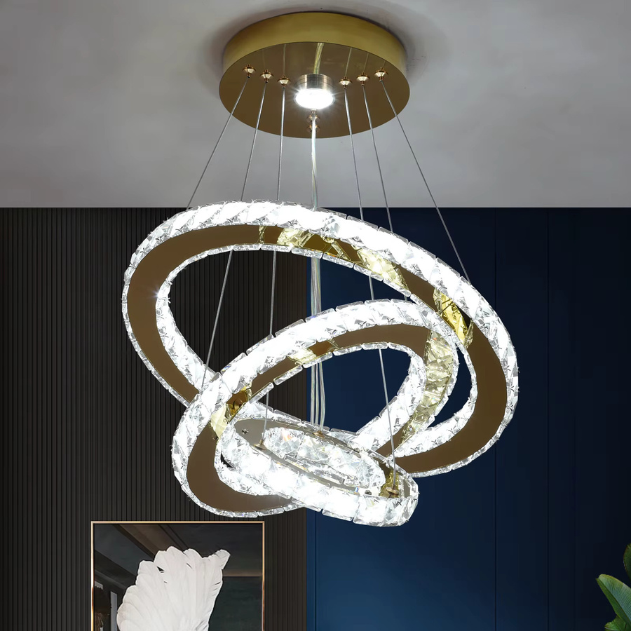 VETRULUS Kristall Kronleuchter LED Pendelleuchte in Gold und Transparent für Wohnzimmer, Küche und Esszimmer - Bild 3