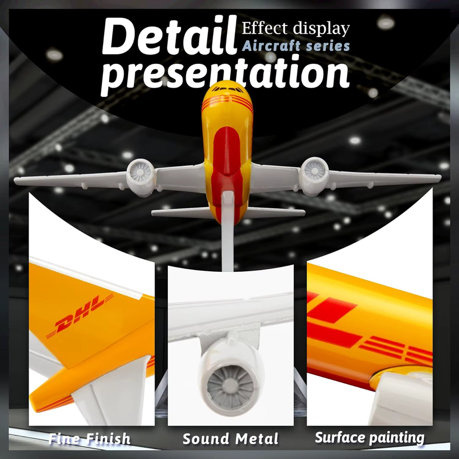 ZOCO B757 DHL Airlines Modellflugzeug, 1:400, Metall, Gelb - Bild 5