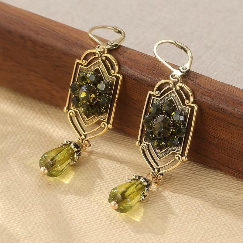 Hängeohrringe Kupfer, Gold, Zirkonia, Damen, Vintage - Bild 4