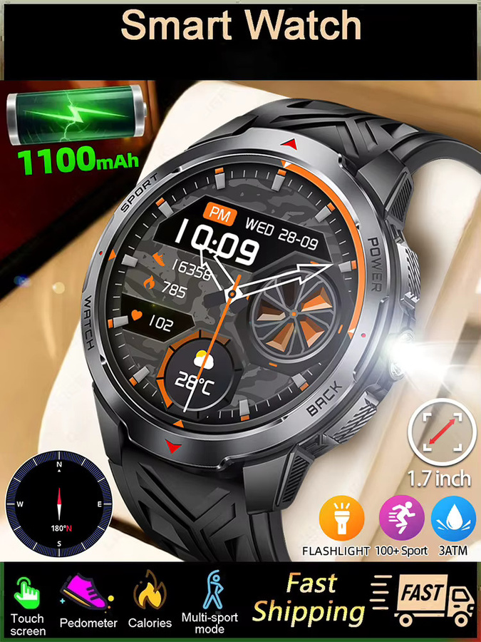 LIGE Smartwatch, Schwarz, Silikon, Herren - Bild 7