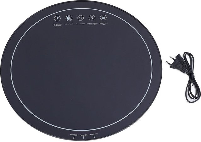 Aimo Elektrischer Servierplattenwärmer Rund aus Glas mit Smart Thermostat, Schwarz, Durchmesser: 46,0 cm - Bild 1