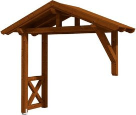 Skan Holz Haustür-Vordach Stralsund 3 aus nordischer Fichte, Farbe Nussbaum braun, B/T: 289 x 116 cm - Bild 1