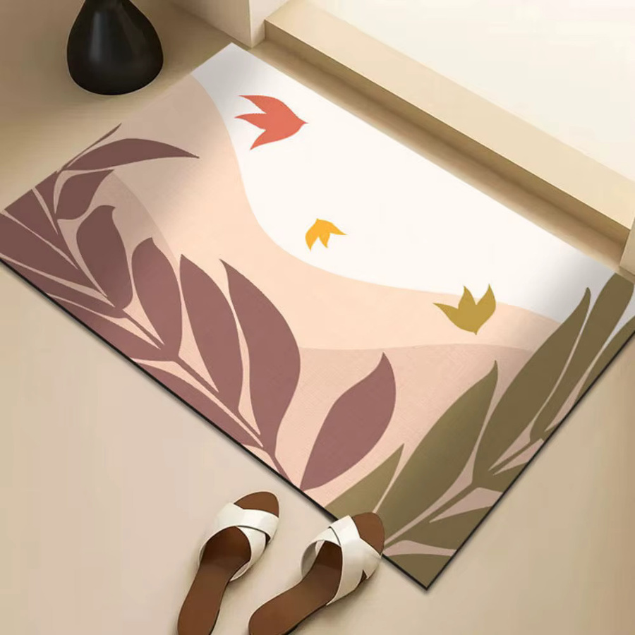 VIKAMA Teppich im skandinavischen Stil mit geometrischen Linien, rutschfest und wasserabsorbierend, Farbe Nature, B/T: 60 x 40 cm - Bild 1