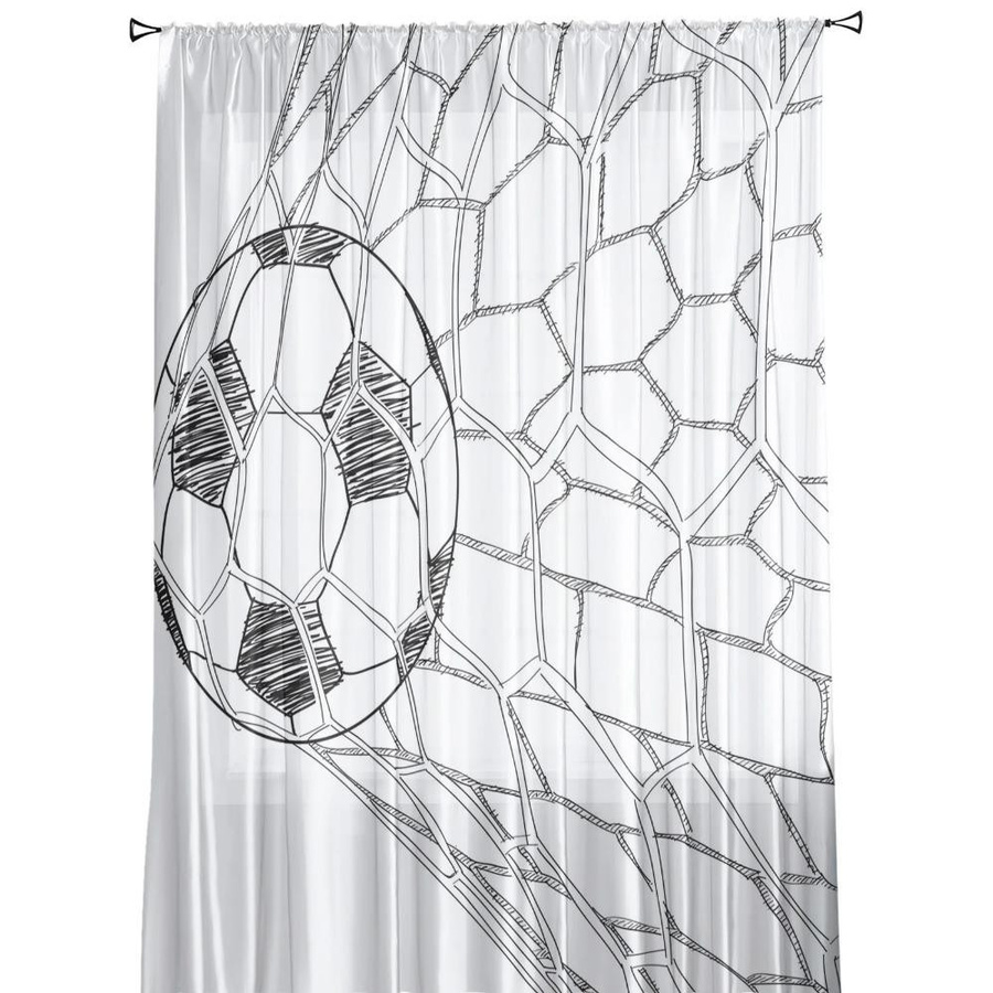 Yiran Furniture Fußball Transparentes Voile-Fensterdekoration mit Ösen, Breite: 135 cm, Höhe: 115 cm - Bild 1