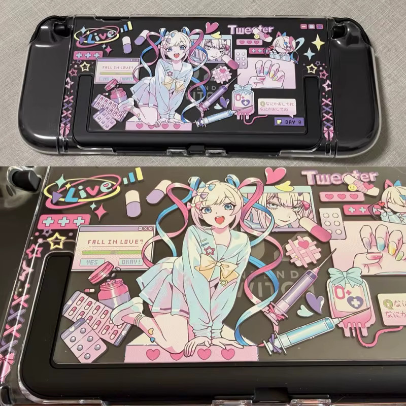 Needy Girl Overdose Anime Schutzhülle für Nintendo Switch, Switch OLED und Switch Lite, Multicolor - Bild 3