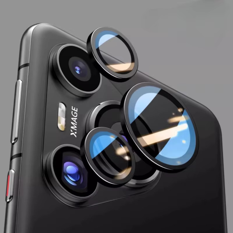 Huawei Pura 70 Pro Kamera-Linsenschutz aus gehärtetem Glas mit Metall-Ring in Schwarz - Bild 2