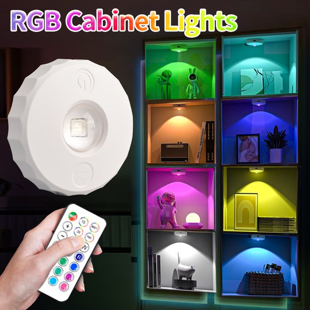 MeeToo RGB LED Schrankbeleuchtung mit Fernbedienung, wiederaufladbare drahtlose Nachtlicht-Lampe in Weiß für Küche und Schlafzimmer - Bild 1