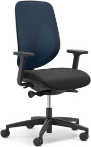 Giroflex Bürostuhl 353 mit Armlehnen, Auto-Synchronmechanik, Muldensitz und 3D-Netz-Rückenlehne in Blau/Schwarz - Bild 1