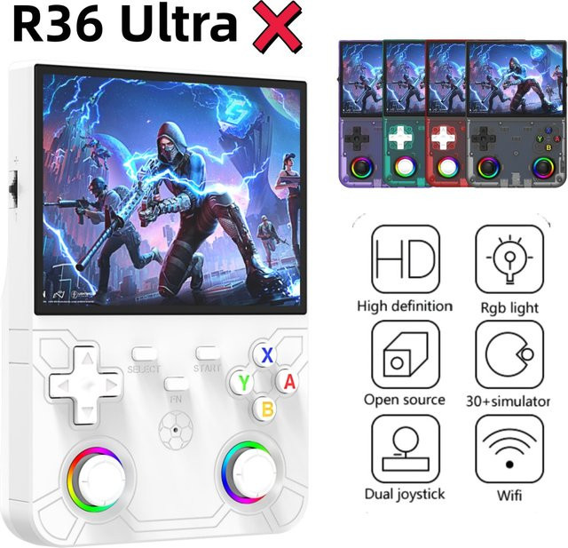 ZUIDID R36 Ultra X Handheld Retro-Videospielkonsole mit IPS-Bildschirm, 128 GB vorinstallierte Spiele, tragbarer Pocket-Player mit Linux-System, Grün - Bild 1