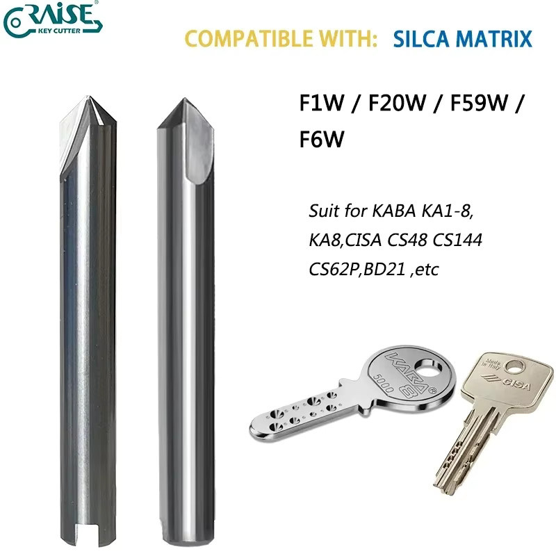 SILCA Hartmetall-Fräser Set F1 F20 F59 F6 F39 in Silber für SILCA Matrix Schlüsselkopier Maschinen - Bild 1