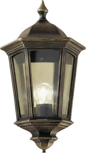 Orion Leuchten Außen Wandleuchte aus Siluminguss in Schwarz-Gold mit Rauchglas und E27 Fassung, dimmbar, IP44 - Bild 1