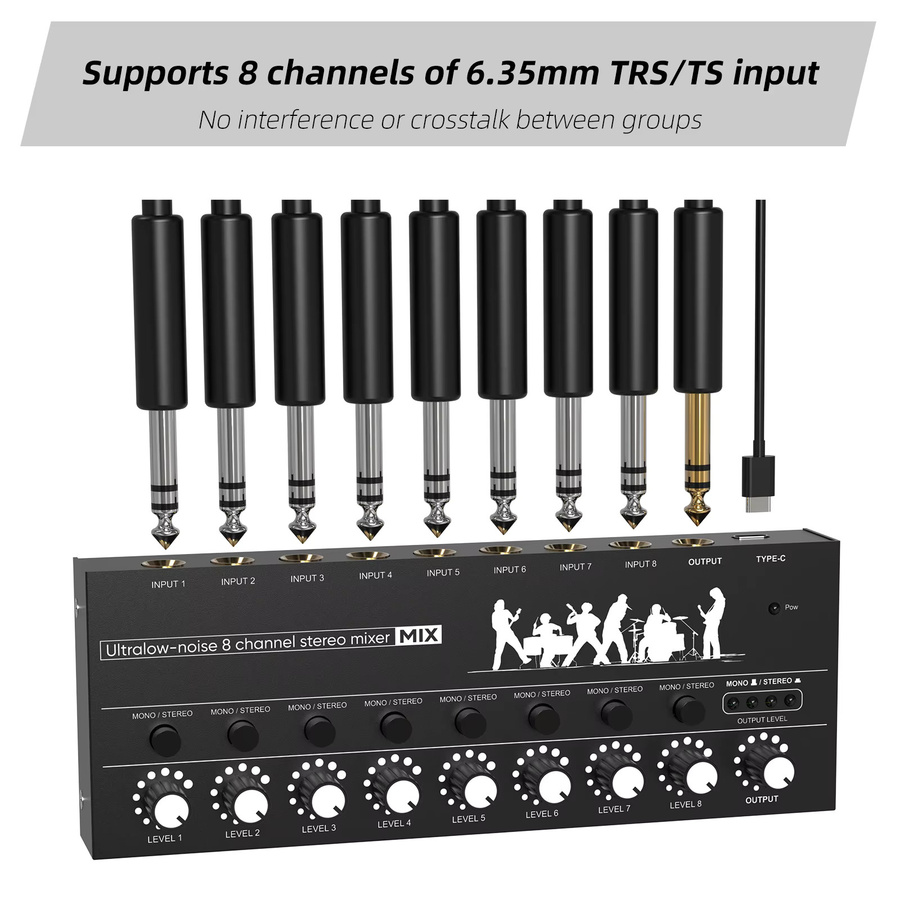 IRIN 8-Kanal-Mixer Ultra Low Noise Stereo Line Professioneller Audio-Mixer in Schwarz - Bild 2