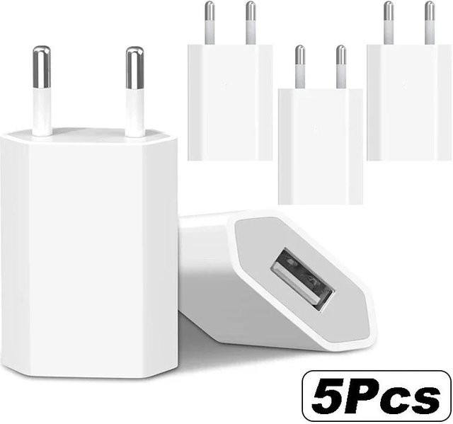 NNBILI USB Wandladegerät mit USB-C Anschluss, 5V 1A EU Steckdose, Farbe: Weiß - Bild 1