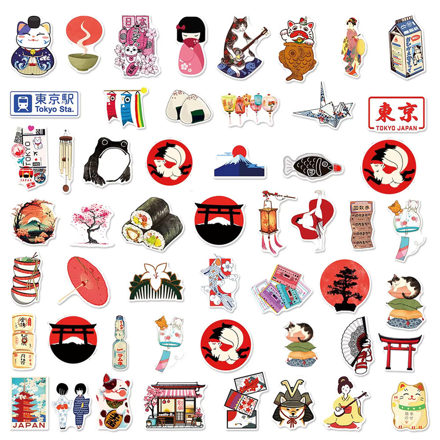 Rspctou Japanische traditionelle Kultur-Cartoon-Aufkleber, 10-teiliges Set, multicolor - Bild 3