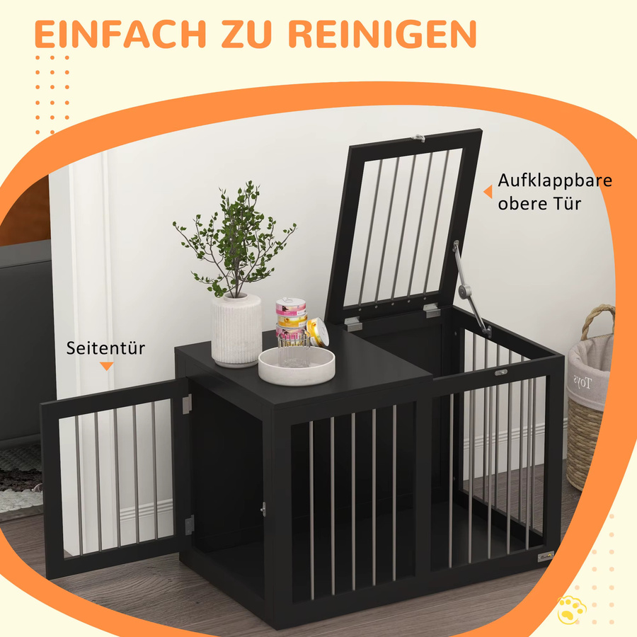 PawHut Hundekäfig als Möbelstück für mittelgroße Hunde, Grau, B/H/T: 50 x 80 x 56,5 cm - Bild 5