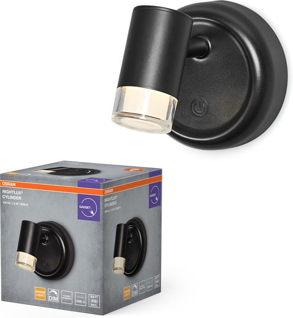 Osram Homelighting Nightlux Cylinder LED Wandleuchte, dimmbar, Schwarz - Bild 2