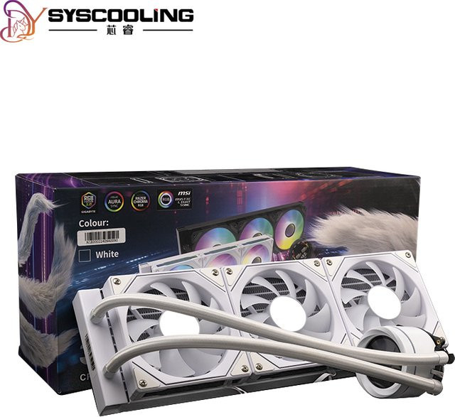 SysCooling All-in-One Wasserkühlung CPU-Kühler mit digitalem Bildschirm in Weiß für LGA1700, 115x und AM5 - Bild 1