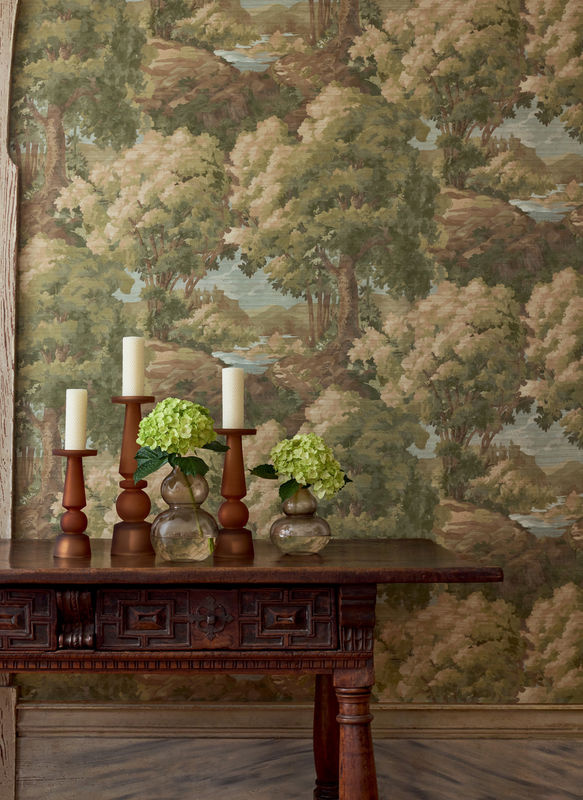 Thibaut Wandtapete Woodland Clearing Mural in Grün mit Natur- und Landschaftsmotiv - Bild 3