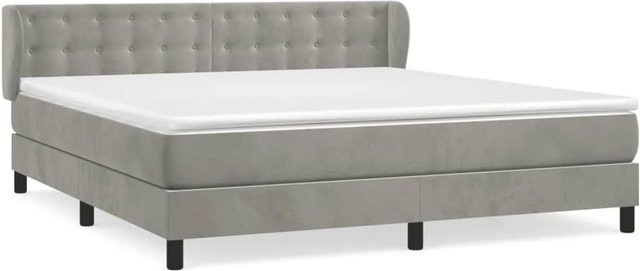 vidaXL Boxspringbett mit Matratze in Hellgrau, Hybridbett mit Taschenfederkern und Samtbezug, B/T: 160 x 200 cm - Bild 1