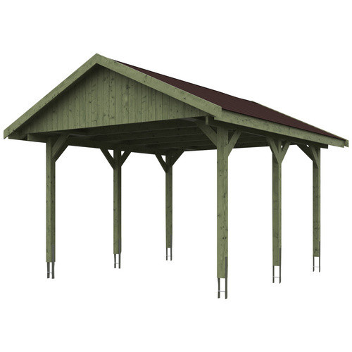Skan Holz Carport Wallgau Satteldach aus Nadelholz in Grün, B/T: 430 x 500 cm, Höhe: 326 cm - Bild 3