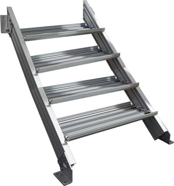 Treba Außentreppe Alaska 3 aus Aluminium in Silber mit 4 Stufenwanne, Breite: 80 cm, Tiefe: 30,7 cm - Bild 1