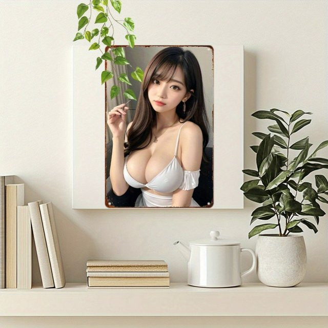 HELLOYOUNG Vintage Wandkunst Metallschild Temptress Dekoration aus Aluminium, Mehrfarbig, B: 20,3 cm, H: 30,5 cm - Bild 1