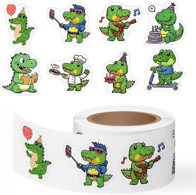 Binchi Krokodil Klebeband Aufkleber Multicolor, 1 Zoll Selbstklebend zur Dekoration und Versiegelung von Briefen oder Geschenken - Bild 1