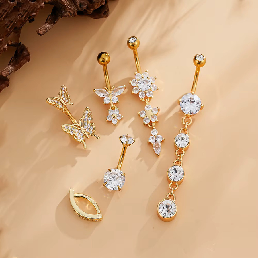 NORDVEST Bauchnabelpiercing-Set, Schmetterling, Gold, Zirkonia, Damen - Bild 1