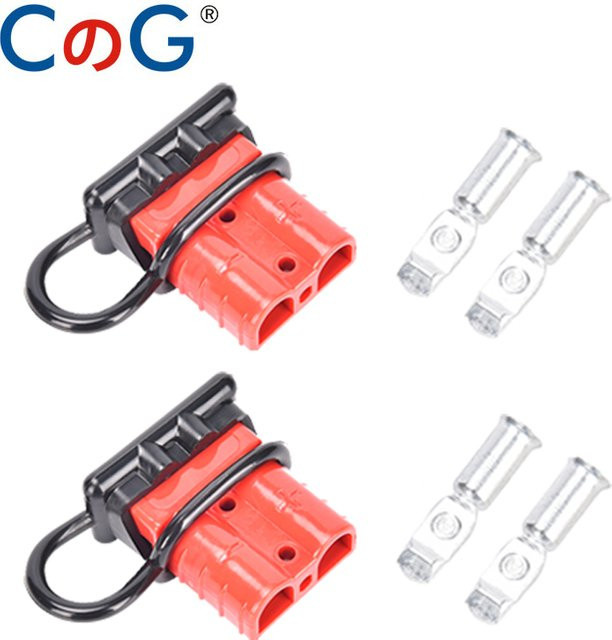 CG 50A Batterie-Schnelltrennstecker mit wasserdichter Kappe für LKW-Winden, 6-10 Gauge, 12-36V, Farbe: Rot - Bild 1