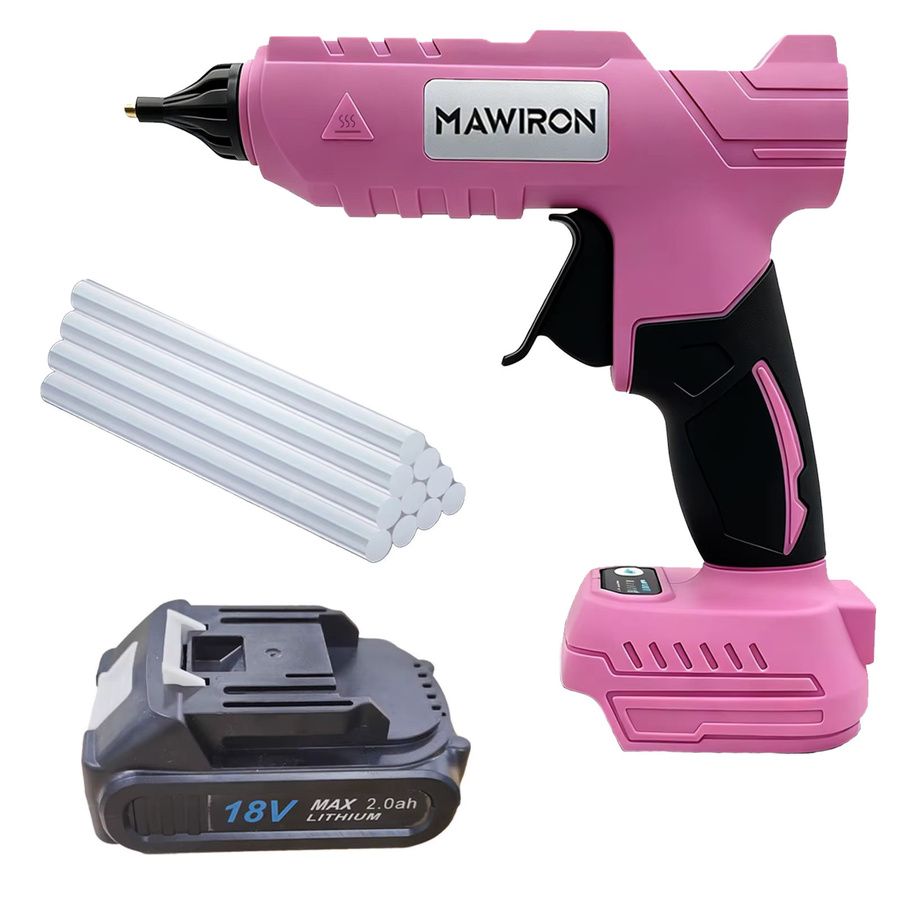 TEETOK Elektrische Heißklebepistole in Pink mit 2 Akkus, Ladegerät und 11 mm Klebestiften für DIY-Bastelarbeiten - Bild 6