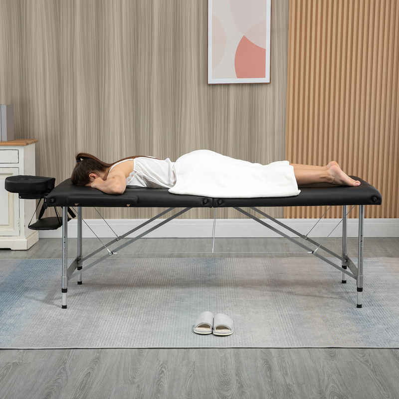 HOMCOM Massageliege klappbar, professioneller 7-Zonen Massagetisch in Schwarz, höhenverstellbar, belastbar bis 130 kg, ideal für Spa und Salon - Bild 2