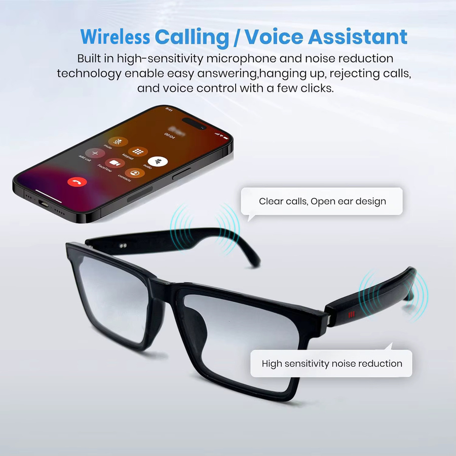 Fecoul Smarte Audio-Brille in Schwarz mit Echtzeit-Übersetzung, Hi-Fi-Musikwiedergabe, Geräuschunterdrückung für Sprachanrufe und photochromen Gläsern - Bild 4