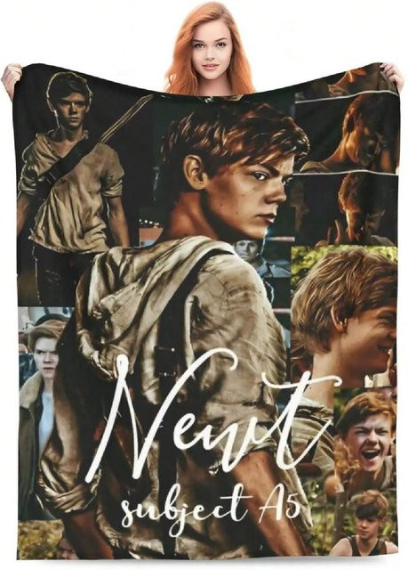 The Maze Runner Plüschdecke Newt x Thomas in Grau, weiche Flanell-Bettüberwurf für Sofa und Bett, B/B: 100 x 150 cm - Bild 1