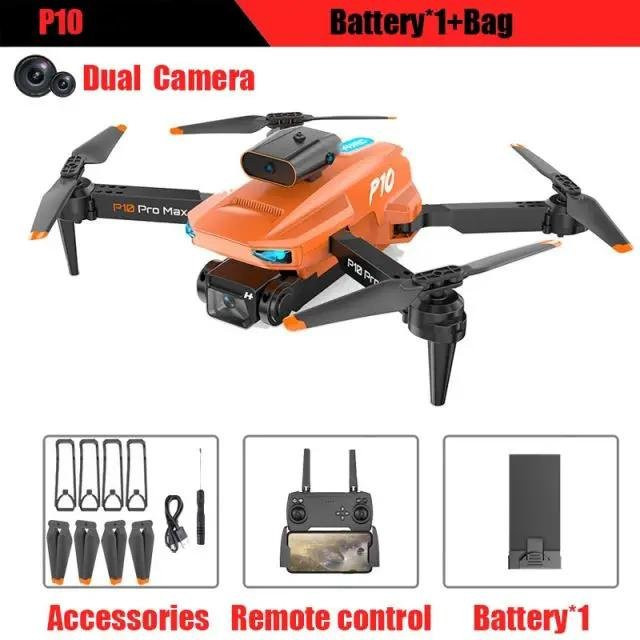 LYZRC P10 Quadcopter mit HD Dual-Kamera, WiFi FPV, Hindernisvermeidung und Doppel-Klappfunktion, Orange, inklusive 3 Akkus - Bild 1