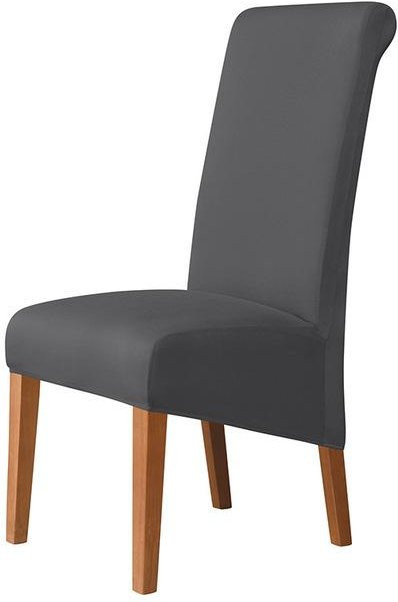 Einfarbiger Stuhlbezug für Esszimmerstühle in XL-Größe, elastischer Stretch-Stoff aus Polyester und Elasthan, Farbe: Grau - Bild 1