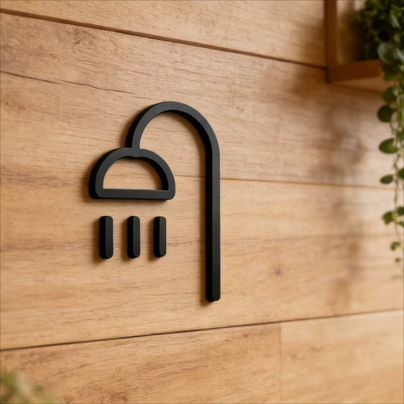 CIFBUY 3D Acryl Türschild Schwarz Selbstklebend Wasserdicht Minimalistische Wanddekoration - Bild 2