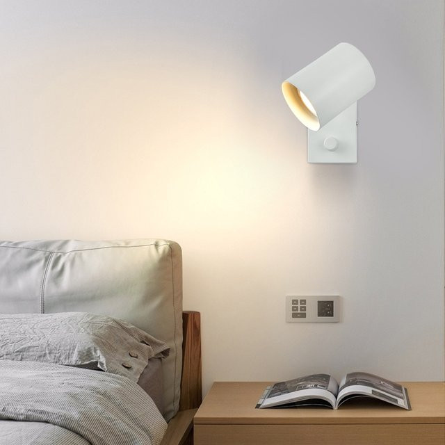 Nordische Innenwandleuchte in Weiß mit GU10 Fassung und Drehschalter für Wohnzimmer, Schlafzimmer und Flur - Bild 1