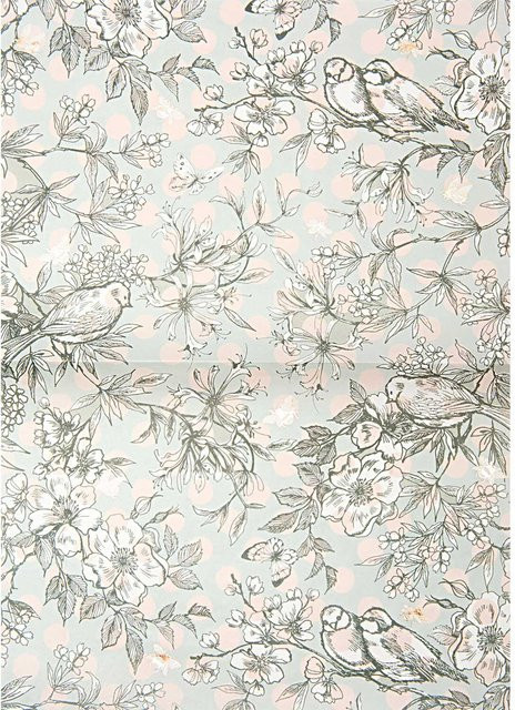 Rico Design Paper Patch Papier mit Vögel-Motiv in Gold und Multicolor, B: 30 cm, H: 42 cm - Bild 1
