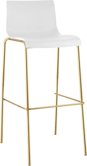 DELUKE Barhocker TENAR Barstuhl mit Lehne aus Kunststoff in Weiß und Gold, B/T/H: 43 x 48 x 100 cm - Bild 1