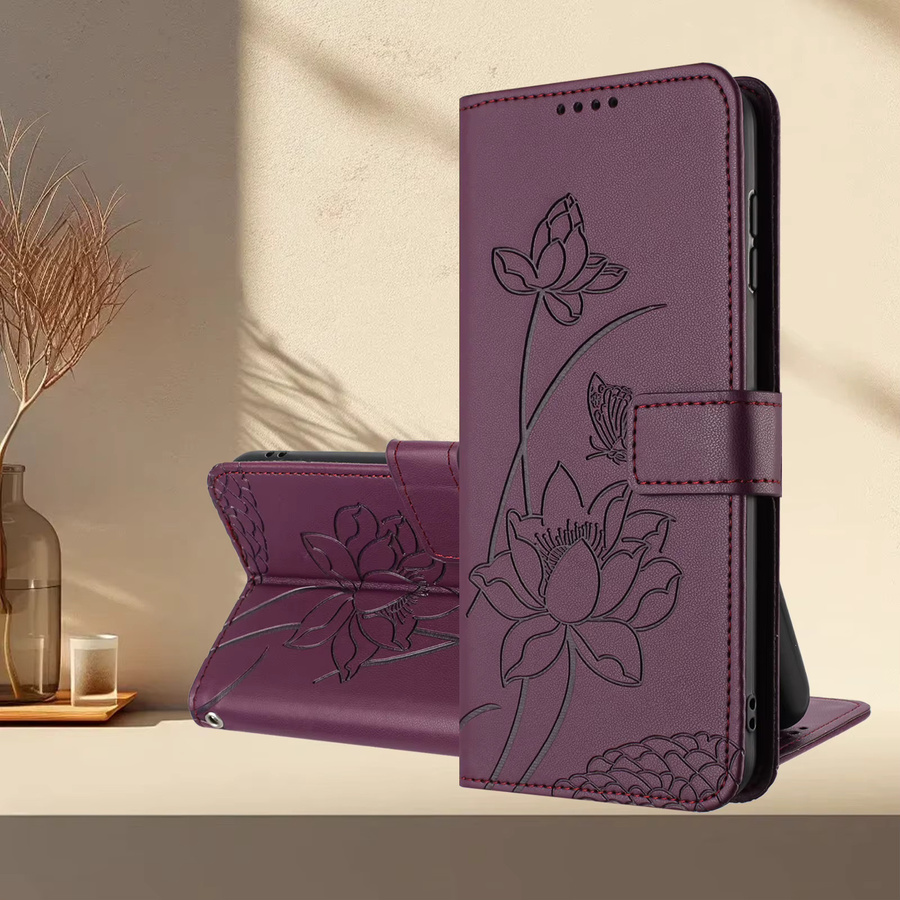 Leder Handyhülle mit Blumenmuster für Xiaomi Redmi Note Serie in Grün oder Lila - Bild 6